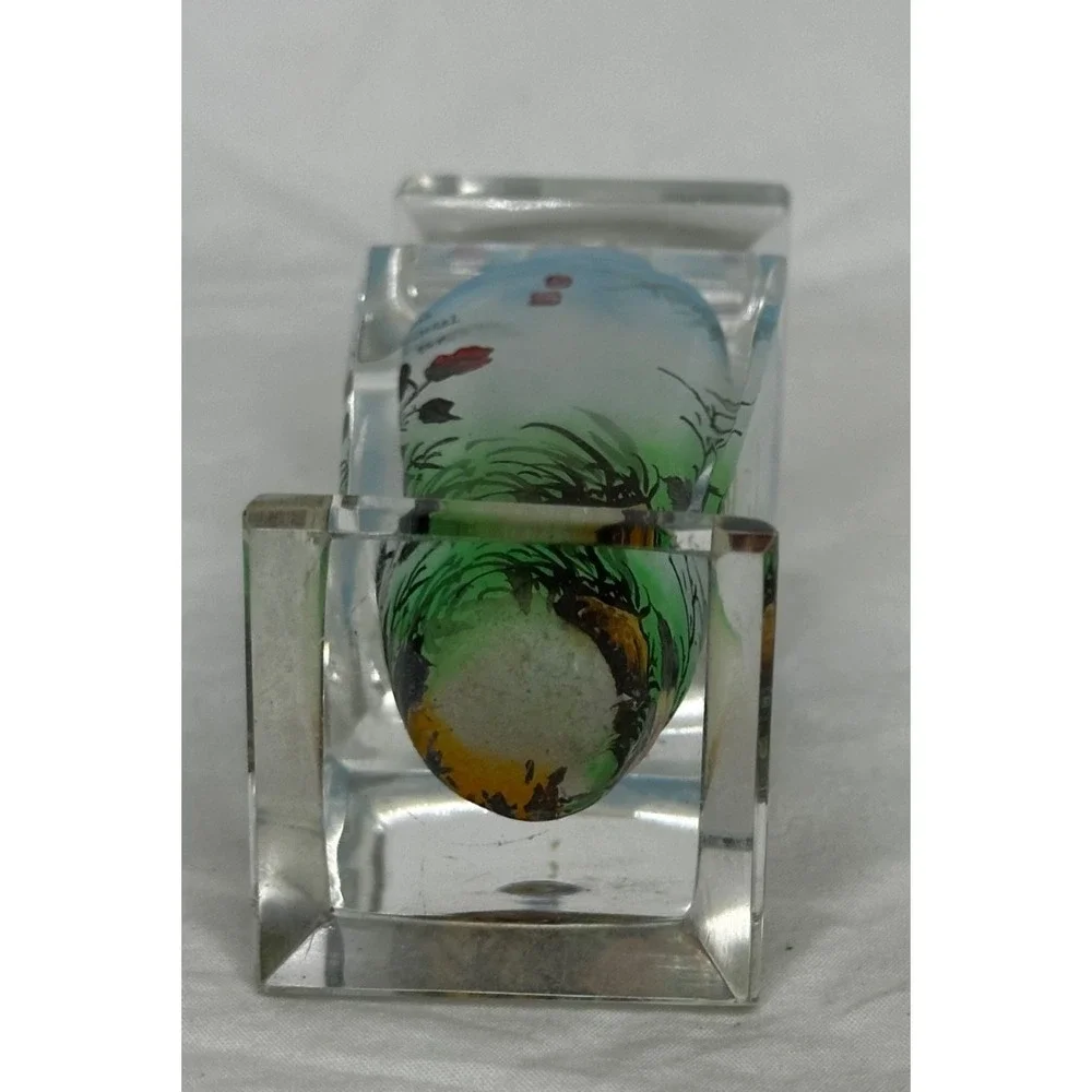 Crystal Reverse Hand Painted Vase Birds Flowers Signed  To Tina from Laurel